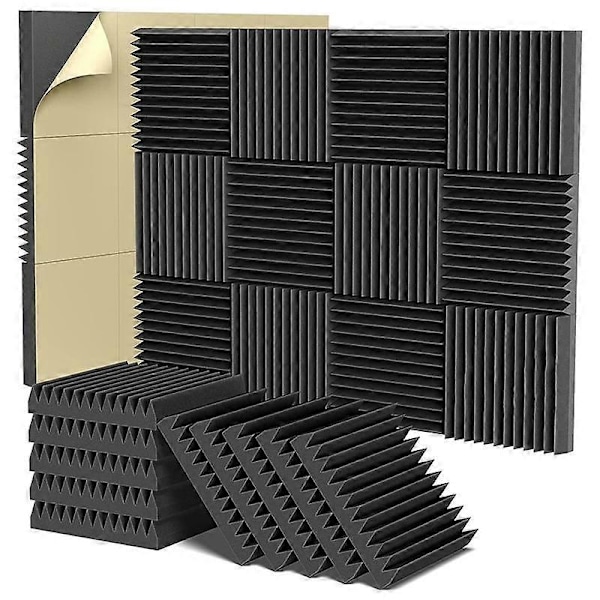 Akustiske Skumplader, 2X12X12inch Selvklæbende Lydtætte Skumplader, Høj Densitet Lydtæt Wa