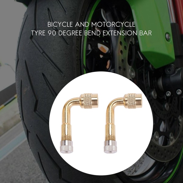 2 stk ventilforlengelsesventil forlengelsesadapter Dekk 90 grader bøyd metallvinkel for sykkel motorsykkel
