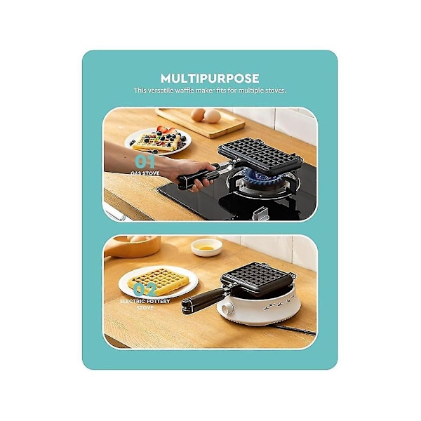 Vaffeljernplater, dyp fylling, non-stick aluminiumslegering, tradisjonell for enkel rengjøring A