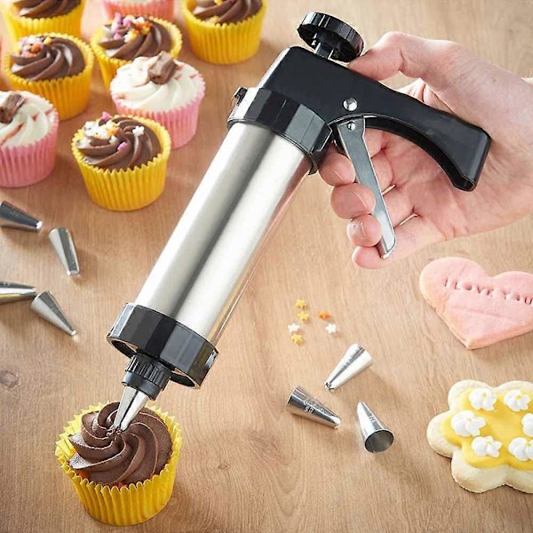 Kagedysse Sæt, Rustfrit Stål Glasur Dekoration Dysse Sæt med 8 Glasur Dyser og 8 Skiver til DIY Kiks Maker og Dekoration, Kagedekorationsværktøj