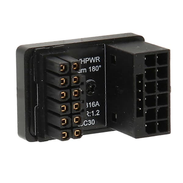 GPU PCIe Konnektor 600W 12V HPWR 16P til 16P Han til Hun 180 Grader GPU Strømadapterkort til Stationær Computer PH316 Sort