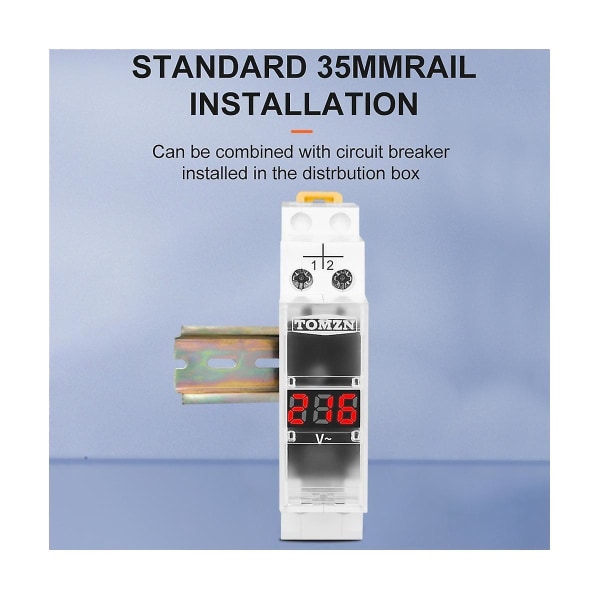 Din Rail enfase spenningsmåler AC 40-500v modulær voltmeter måler indikator LED digital displ