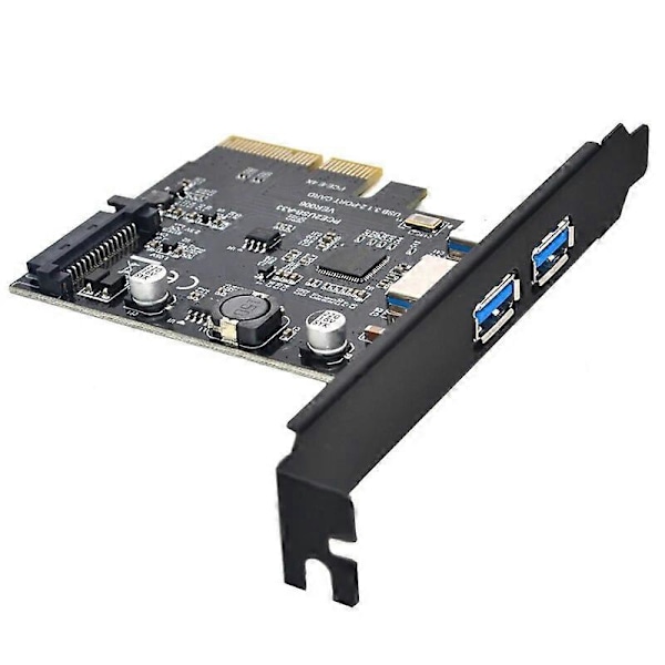 Tilläggskort SuperSpeed 10Gbps USB 3.1 2-ports PCI-E Express-kort 15-stifts SATA-strömkontakt PCIE-adapter ASM3142-chipset USB-hub