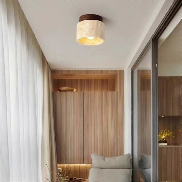 Japansk Wabi-Sabi Taklampa i Trä E27 Trefärgsdimning för Kök Hall Vardagsrum