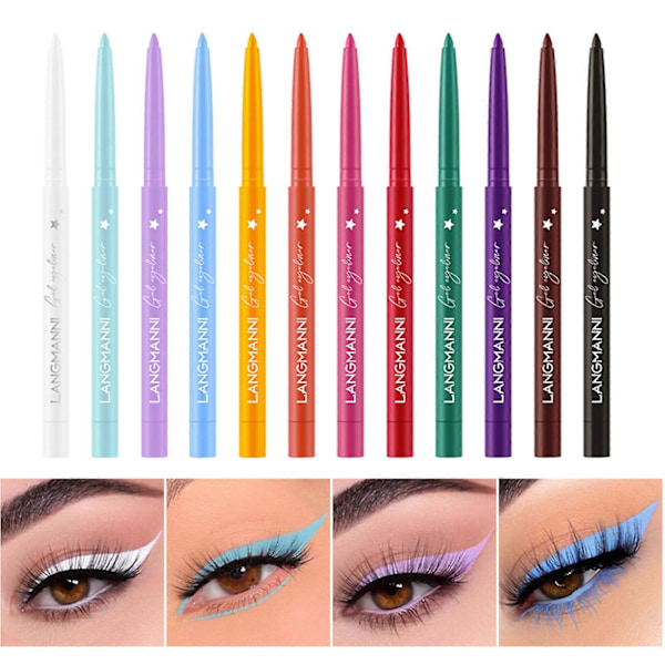 Ögonskuggspaletter för kvinnor 12 färgers eyeliner set matt färg eyeliner set långvarig