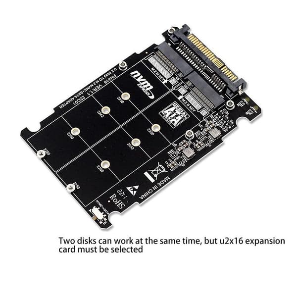 M.2 SSD til U.2 Adapter 2-i-1 M.2 NVME og SATA-bus NGFF SSD til PCI-e U.2 SFF-8639 Adapter PCIe M2 Co