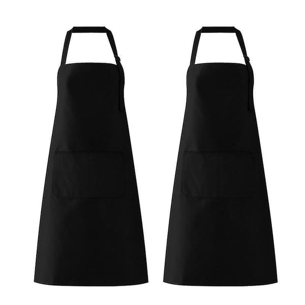 Justerbart hakförkläde (2-pack) Vatten- och oljebeständiga kockförkläden med fickor för män och kvinnor