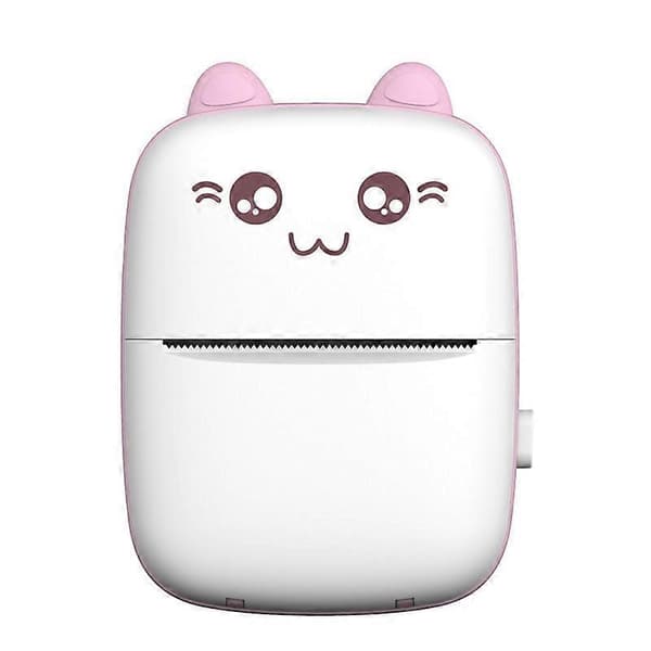 Minifotoprinter, Termisk Etikettprinter med USB-Laddning Bärbar Bluetooth (Vit-Rosa
