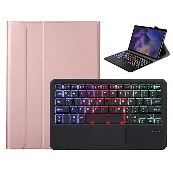 Bluetooth-kompatibelt tangentbordfodral med bakgrundsbelyst tangentbord och pekplatta för Samsung Tab A8 2021 SM-X205/X200