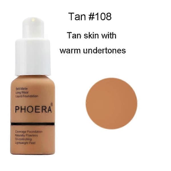 PHOERA Face Foundation Cream Oljekontroll Lysne Vanntett Concealer Ansikts Matte Base Make Up Flytende Foundation MakeupTSLM1