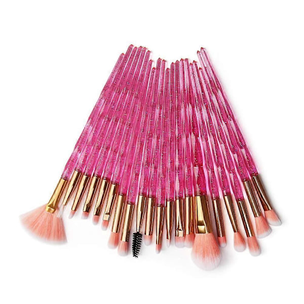 UBIUO 20 kpl kosmeettisia luomiväri-, eyeliner-, kulmakarva-, huuli-, nenä-, meikkivoide- ja puuterisiveltimiä (Diamond-rose)