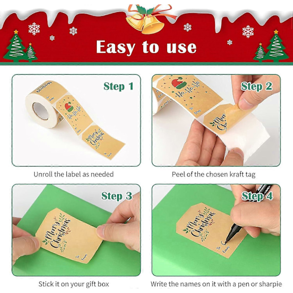 Hyvää Joulua Paperitarrat 7,5CM * 5CM Tarttuvat Tarrat Paperitiivisteet Joulu DIY Lahjapakettiin