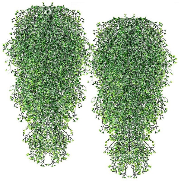 Hengeplanter Kunstige planter for veggen hjemmerom Pakke med 2 (grønn)