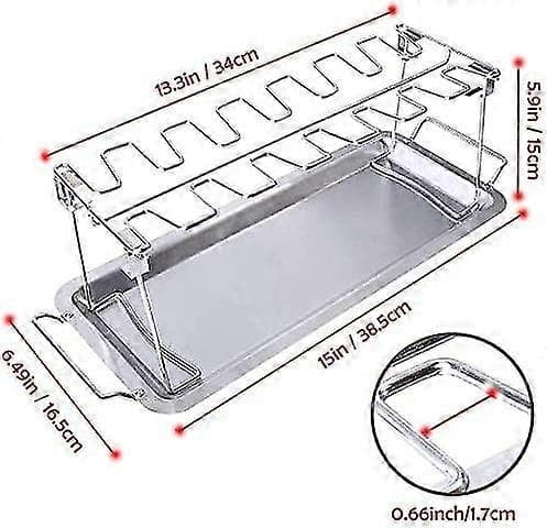 Foldbar Barbecue Kyllinge Benholder i Rustfrit Stål, med Plads til 14 Kyllinge Ben i Grillen 36cm