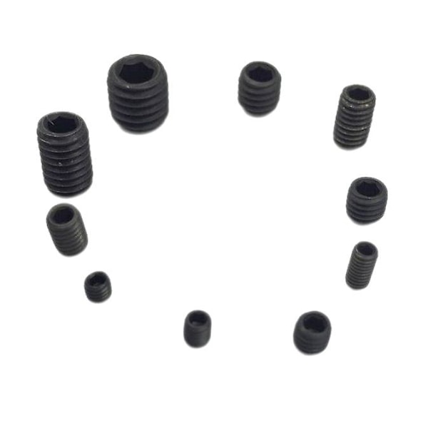 200 stk. M3 M4 M5 M6 M8 Hex Hoved Stik Hex Grub Skrue Sæt Sortiment Kit (sort legeret stål)