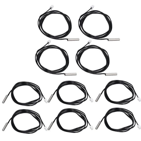 10 stk. Termistor Sensor NTC Temp Temperaturprobe 5x25mm Sylindrisk Hode for Måling 50K B3950