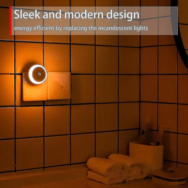 Amber Natlampe, Plug-in LED Natlampe, Skumring til Daggry Sensor, Energieffektiv, Plug In