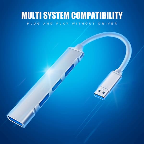 Bærbar 4 Ports USB 3.0 Hub Forlængerkabel Splitter til Telefon Computer Pad
