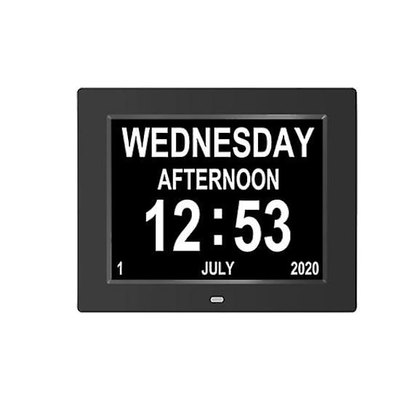 Yhsqv - Demensur - Alzheimer-ur - Stor Digital Kalender - Seniorur, Ur med Dag og Dato (Sort)