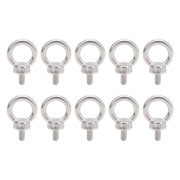 10 Pcs M6 Eye Bolts Eye Nut 304 Stainless Steel Lifting Eye Screws