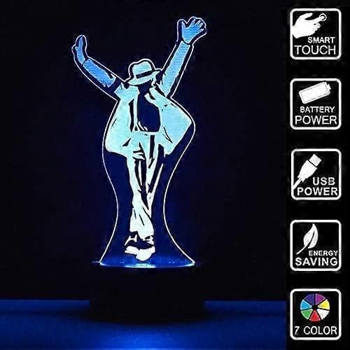2025 Ny Michael Jackson Actionfigur 3D-lampor Optiska Illusioner 7 Färger Ändra Touch Switch Nattlampa