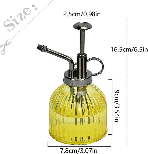 Retro Vandforstøver, 200 ml Glas Vandkande til Planter, Glas Vandkande, gul