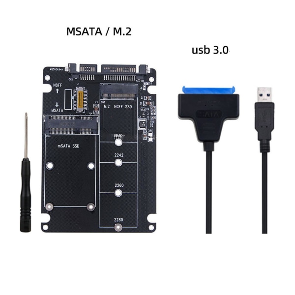 For M.2 Ngff eller Msata til Sata Adapter 2-i-1 Ngff eller Msata Converter Reader Card