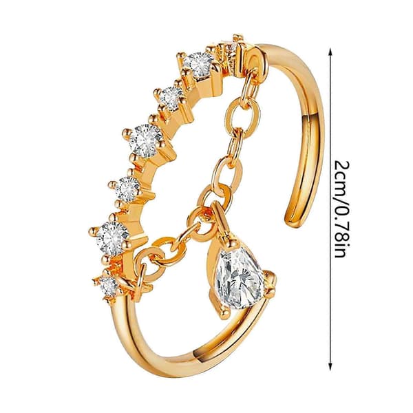 Dame Mode Kreativ Diamant Dråbe Vedhæng Ring Åbning Fleksibel Ring