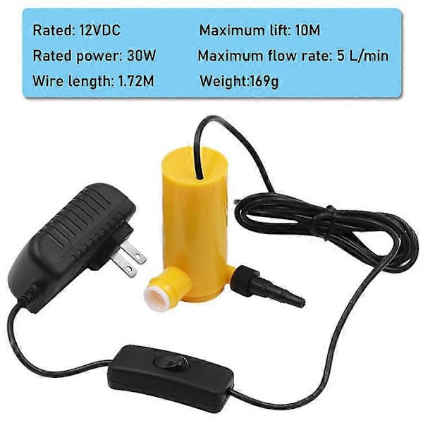 12V pieni vesipumppu 3 in 1 mikrovesipumppu 10 metrin nostokorkeudella upotettava pumppu vedenporauskoneeseen leikkauskoneeseen urakoneeseen