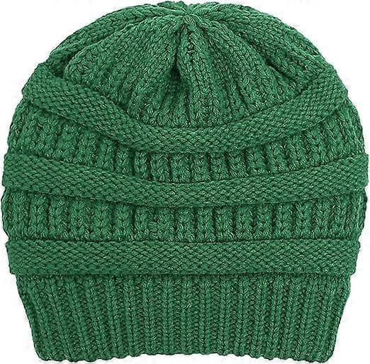Varme vinterluer for kvinner Unisex satengforet slouchy kabelstrikket beanielue