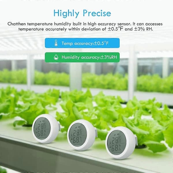 Zigbee Digital Hygrometer Termometer Rumstemperaturmätare Temperaturövervakning och Luftfuktighetsmätare, Hög Precision Hygrometer med LCD-Skärm