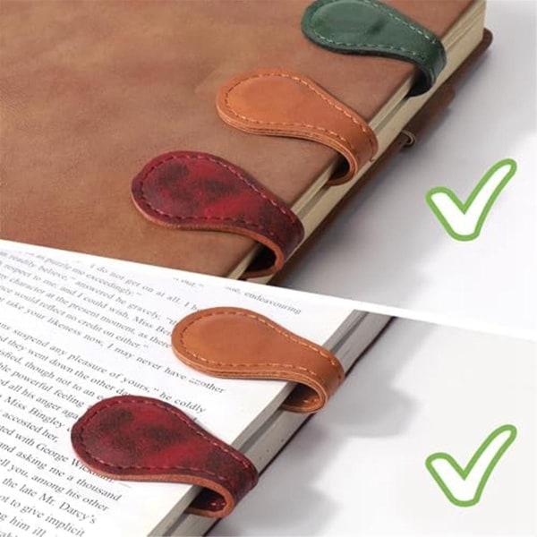 Magnetiske bogmærker, bogmærke i imiteret læder Vintage bogmærke Dobbeltsidede magnetiske sidemarkører læder