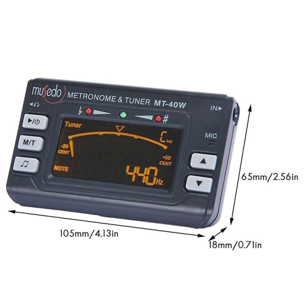 Musedo MT-40W Metro-tuner Ton Generator Elektronisk Digital LCD 3 i 1 LCD Klarinett Saxofon Stämmare/Metronom