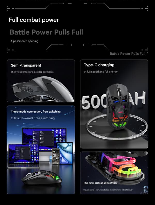 M7 lett tre-modus Bluetooth trådløs ladende gamingmus Pink