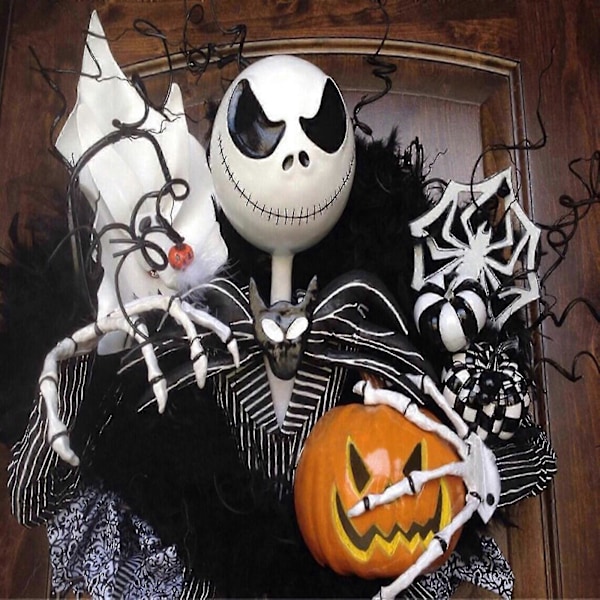 WJTG Halloween Jack Kransdekorationer Halloween Dörrdekorationer Inomhus Utomhus Heminredning J