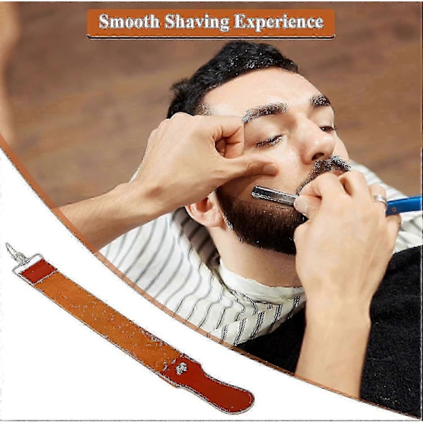 Ægte Læder Strop Rem Barbermaskine Barberkniv Foldbar Barbers Læder Sliber Slibebælte, Dobbeltsidet Læderstrop til Slibning og Sm