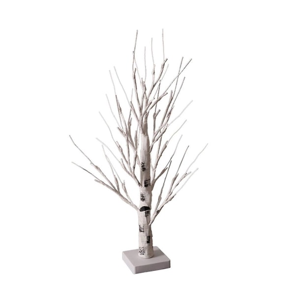 Bordpladetræ, hvidt træ med LED-lys, varmt hvidt små trælys Batteridrevet timer, lys