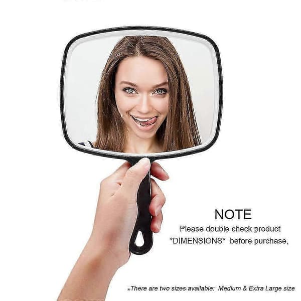 Handspegel, Svart Handspegel med Handtag, 22,9 cm B X 31,5 cm L