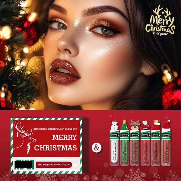 Jul Läppglans Set 15ml 6-pack Återfuktande Flytande Oral Rött Läppglans Läppglasyr Set