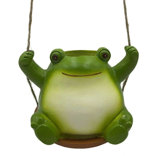 Djurfrosk Blomkruka Hängande Planteringskruka DIY Present Modern Staty Grön Frosk Mini Växtkruka Plantskola Kruka