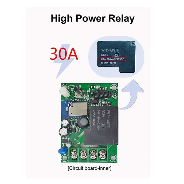 Tuya Smart WiFi-bryter DIY-timer AC 85-265V WiFi trådløs kontroller 30A strømmåler Kwh for Alex