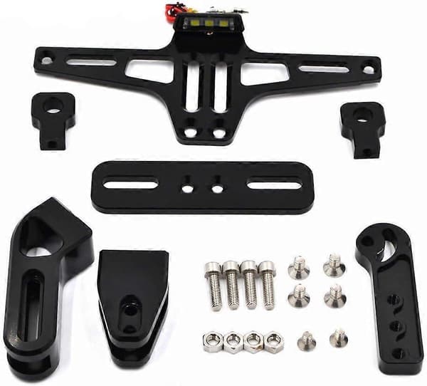 Universal CNC Aluminium Motorcykel Nummerpladeholder Beslag Med LED Lys, Sort