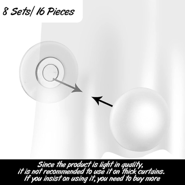 (valkoinen, 8 sarjaa) Magneettiset verhopainot, muovipäällysteiset raskaat suihkuverhomagneetit, ei ompelua, vältä puhaltamista, verhoilu, pöytäliina