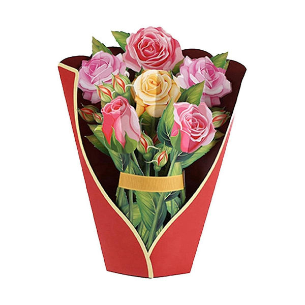 3D Pop-up Pappersblommor Bukett Gratulationskort, Presentkort Till Mors Dag Födelsedag Påsk För Kvinnor