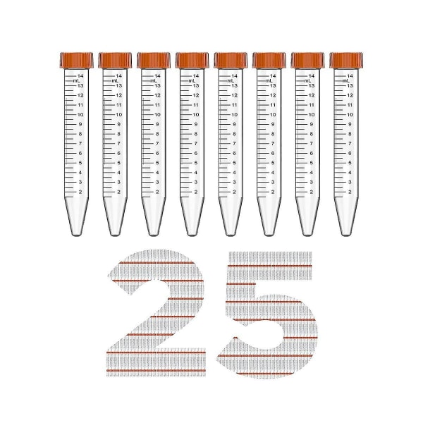 Konisk centrifugrör - 15 ml centrifugrör, 25 st sterila rör med läckagesäkra skruvlock, C
