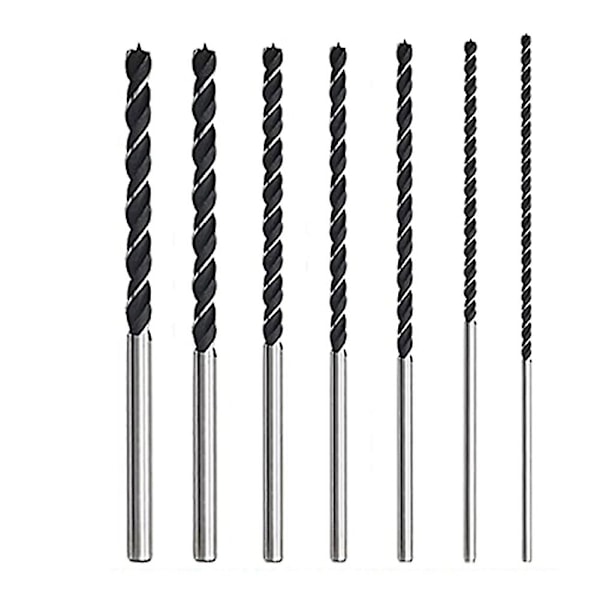 7-delars Set Extra Långa Träborr 12 Tum 300mm Borr DIY Träbearbetningsverktyg Spiralborr Extra Lång