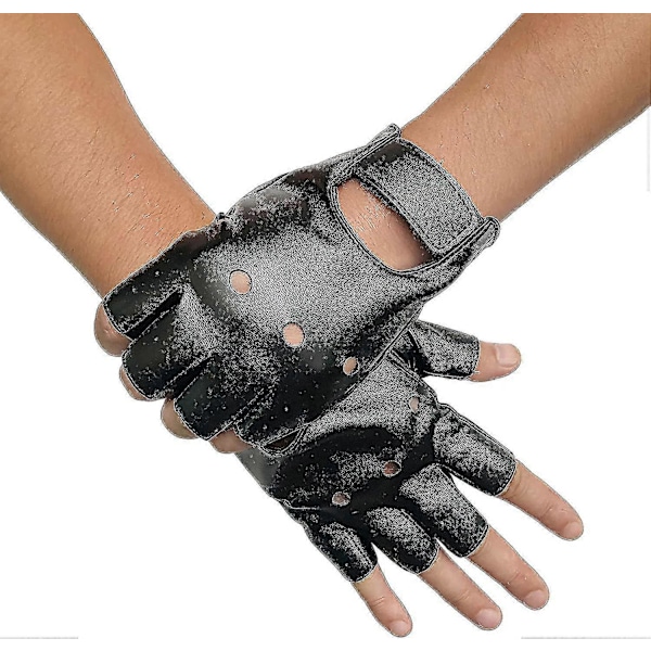Herr Fingerlösa PU Läderhandskar Körhandskar Steampunk Gotisk Halvfinger