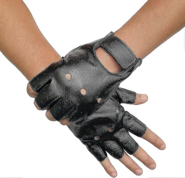 Herre Fingerløse Pu Læderhandsker Kørehandsker Steampunk Gotisk Halv Finger