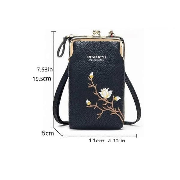 Indefinitet Dame Sling Crossbody-pung, Declrationun Broderet PU-læder Light Pink