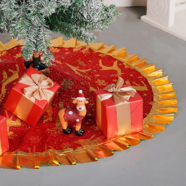 Ny tryckt julgransmatta snöflinga älg julgransdekorationer matta scenlayout A